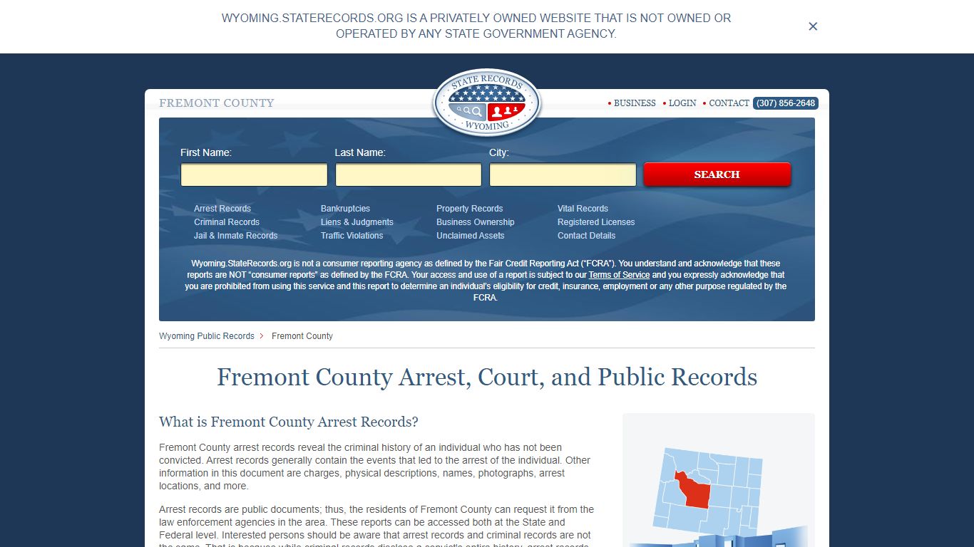 Fremont County Arrest, Court, and Public Records